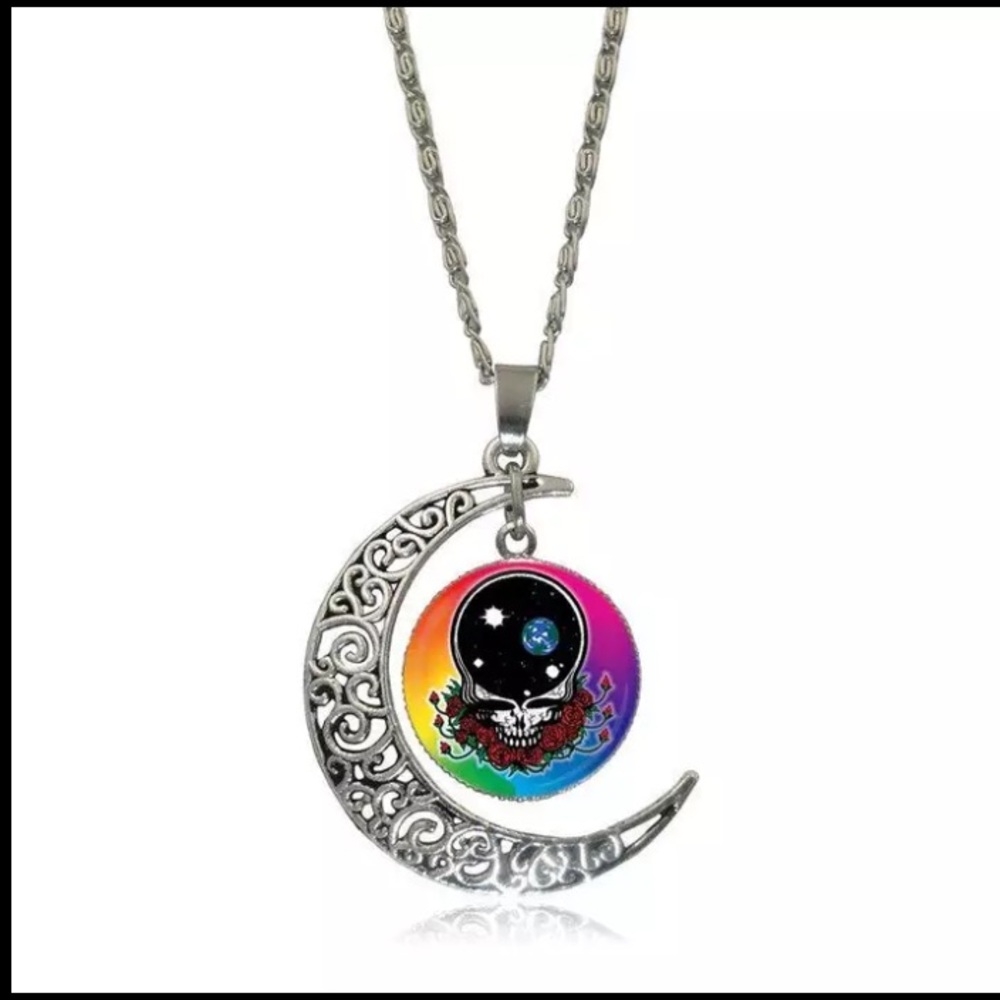 Grateful Dead Steal Your Face Necklace with Moon